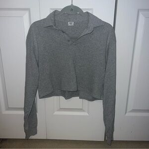 Sunday Best Gray Button Down Cropped Shirt